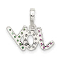 Sterling Silver White and Green CZ Joy Pendant by Fine Color Jewels