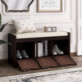 Storage Bench with Removable Cushion and 3 Flip Lock Storage Cubbies by DailySale