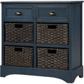 Storage Cabinet with 2 Drawers and 4 Rattan Baskets by DailySale