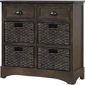 Storage Cabinet with 2 Drawers and 4 Rattan Baskets by DailySale