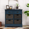 Storage Cabinet with 2 Drawers and 4 Rattan Baskets