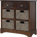 Storage Cabinet with 2 Drawers and 4 Rattan Baskets by DailySale