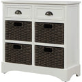 Storage Cabinet with 2 Drawers and 4 Rattan Baskets by DailySale