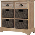 Storage Cabinet with 2 Drawers and 4 Rattan Baskets by DailySale