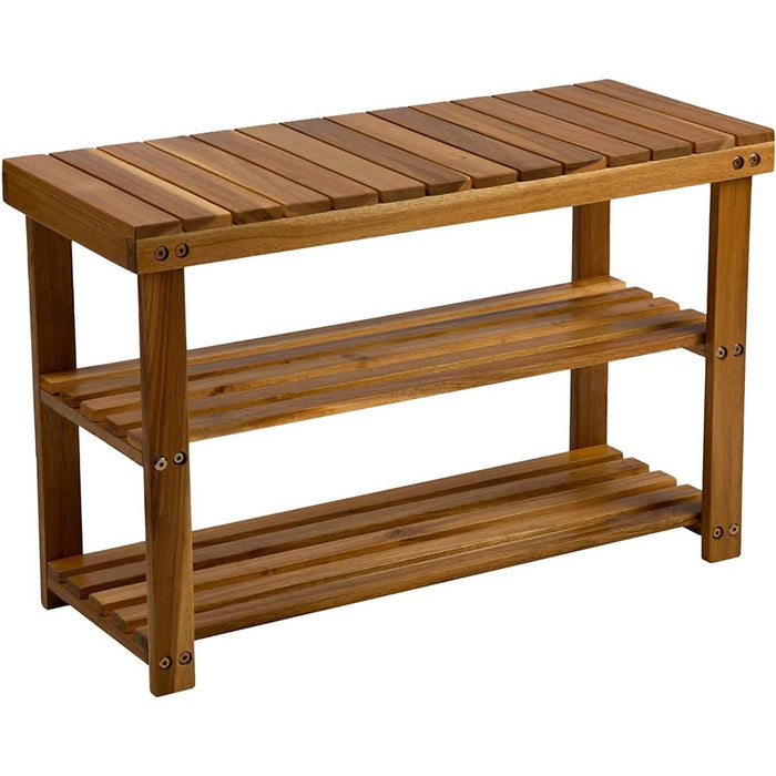 Storage Wooden Shoe Rack Rustic Wood Entryway Bench by DailySale