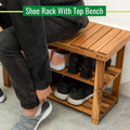 Storage Wooden Shoe Rack Rustic Wood Entryway Bench by DailySale