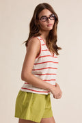 Striped Knit V-Neck Tank Top: Cherry by Boutique 23