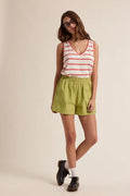 Striped Knit V-Neck Tank Top: Cherry by Boutique 23