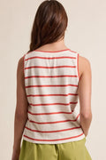 Striped Knit V-Neck Tank Top: Cherry by Boutique 23