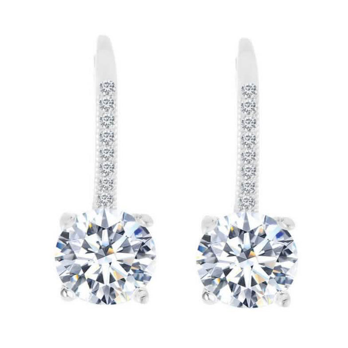 Studded Crystal Leverback Earring in 14K White Gold by DailySale