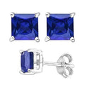 Stunning Silver Blue Square Shape Stud Earrings by DailySale
