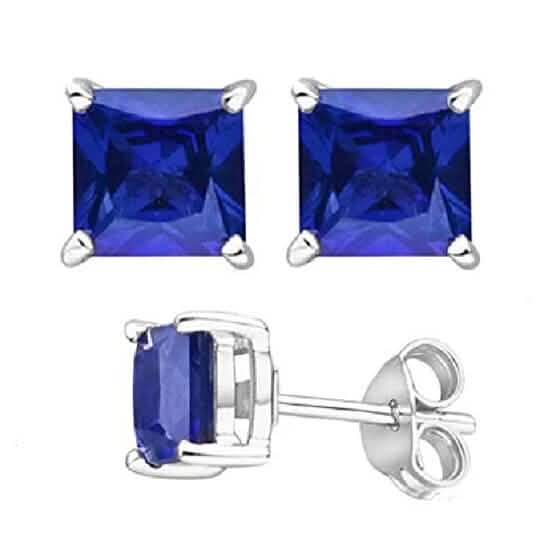 Stunning Silver Blue Square Shape Stud Earrings by DailySale