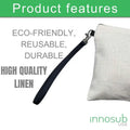Sublimation Blanks Linen Cosmetic Bag With Zipper Wristlet 16x23cm by INNOSUB USA