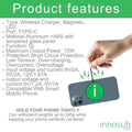 Sublimation Blanks Magnetic Wireless Charger - 15W With LED - Black/White by INNOSUB USA