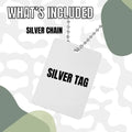 Sublimation Blanks Military ID Tag - SILVER - 1 Side Print + Chain 28 inch by INNOSUB USA