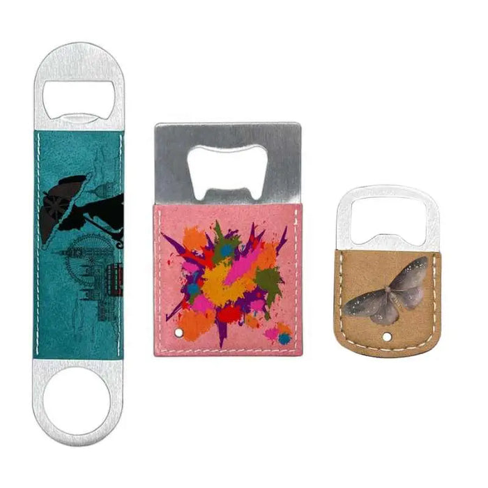 Sublimation Blanks PU Leather Bottle Openers - Green|Pink|Brown by INNOSUB USA