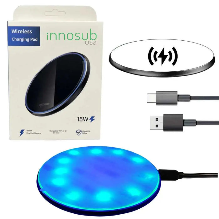 Sublimation Wireless Charging LED Pad Compatible with iPhone & Samsung by INNOSUB USA