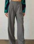 Suki Straight-leg Pleated Trouser - Cool Grey by Boutique 23