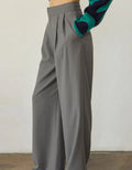 Suki Straight-leg Pleated Trouser - Cool Grey by Boutique 23