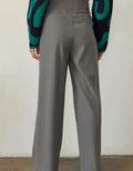 Suki Straight-leg Pleated Trouser - Cool Grey by Boutique 23