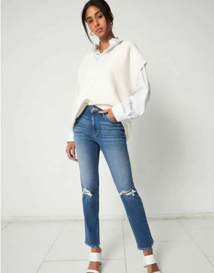Sultana High Rise Slim Straight Jeans by Boutique 23