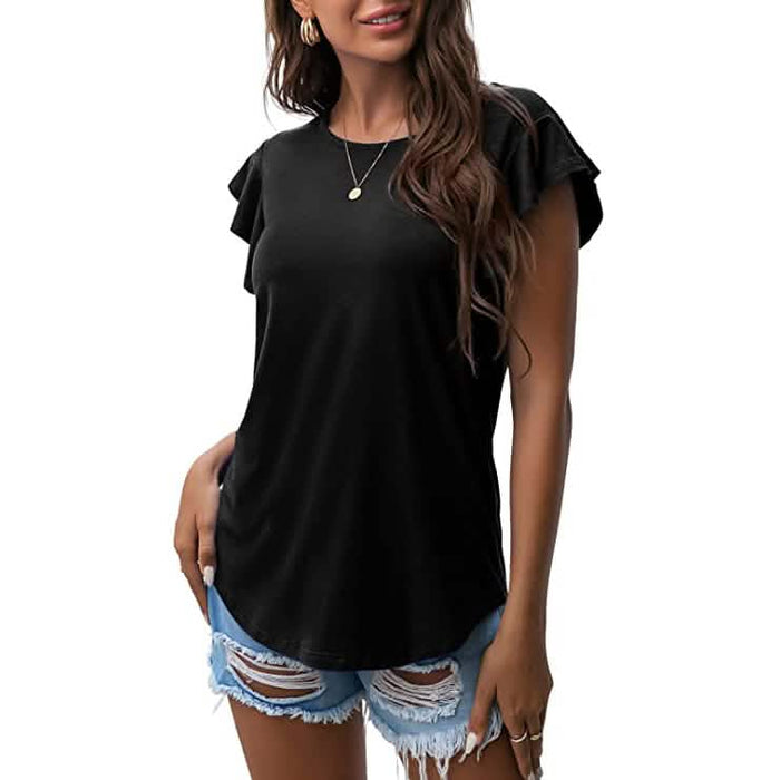 Summer Knit Ruffle Short Sleeve Top by DailySale