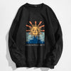 Sun and Letter Graphic Oversized Thermal Sweatshirt