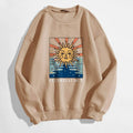 Sun and Letter Graphic Oversized Thermal Sweatshirt by DailySale