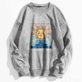 Sun and Letter Graphic Oversized Thermal Sweatshirt by DailySale