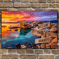 Sunset Beach Skies Family Names Sign by Tailored Canvases