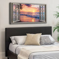 Sunset Beach Window Scenery Wall Art by Tailored Canvases