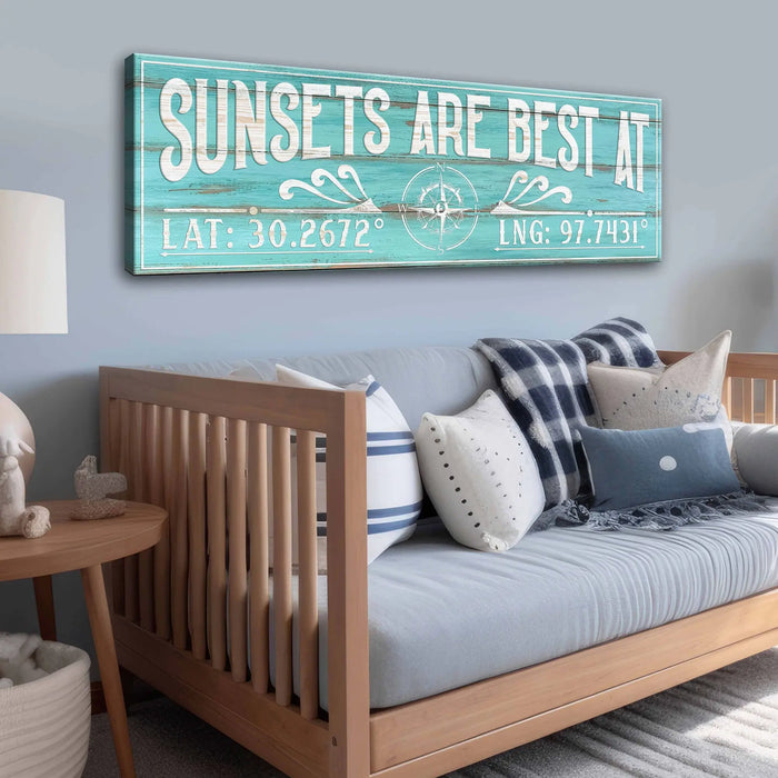 Sunsets Are Best At Coordinates Sign III by Tailored Canvases