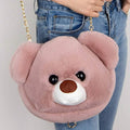 Super Cute Faux Fur Women's Handbag Bear Head Animal by DailySale