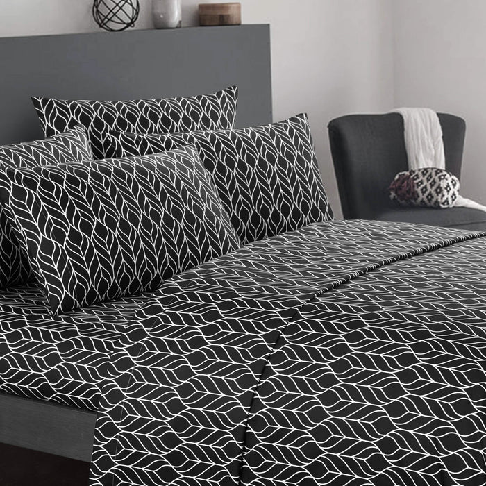Super Soft Two-Tone Geometric Leaf Pattern Sheet Set by DailySale