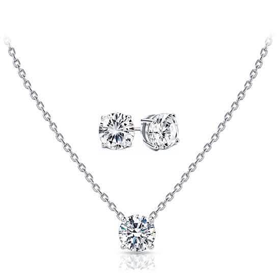 Swarovski Elements Round Cut Necklace with Studs Sets by DailySale