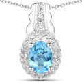 Swiss Blue Topaz Necklace and Earring set by Fine Color Jewels