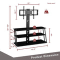 Swivel Floor TV Stand with Angle and Height Adjustable Tempered Glass TV Stand by DailySale