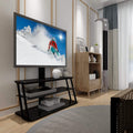 Swivel Floor TV Stand with Angle and Height Adjustable Tempered Glass TV Stand by DailySale