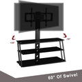 Swivel Floor TV Stand with Angle and Height Adjustable Tempered Glass TV Stand by DailySale