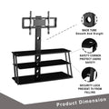 Swivel Floor TV Stand with Angle and Height Adjustable Tempered Glass TV Stand by DailySale