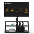 Swivel Floor TV Stand with Angle and Height Adjustable Tempered Glass TV Stand by DailySale