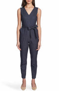 Vince Camuto Sleeveless Faux-Denim Belted Jumpsuit, Size 4 by Vanessa Jane