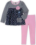 Kids Headquarters Baby Girls 2-Pc. Striped Floral-Print Top & Leggings Set by Vanessa Jane