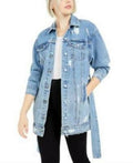 Only Womens Long Tie-Waist Trucker Jean Jacket, Size XL by Vanessa Jane