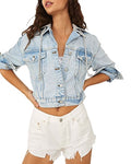 Free People Womens Brando Denim Jacket, Size Small by Vanessa Jane