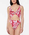 Jessica Simpson Printed Paradiso Palm O-Ring Cut-Out One-Piece Swimsuit by Vanessa Jane