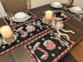 DaDa Bedding Set of 8 Pieces Peppermint Joy Holiday Table Tapestry - 4 Placemats, 2 Table Runners, 2 Throw Pillow Covers (12904) by DaDalogy Bedding Collection