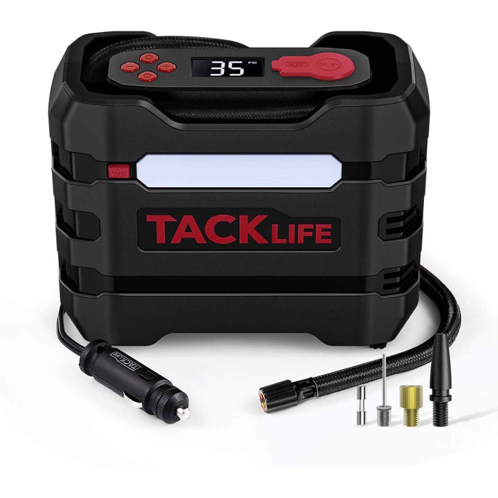 TACKLIFE Car Tire Inflator 12V DC Portable Air Compressor with 3 LED Lights by DailySale