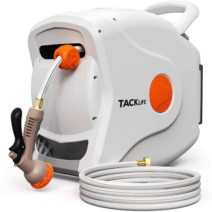 TACKLIFE Garden Retractable Hose Reel 82+8 FT 5/8'' Wall Mounted by DailySale