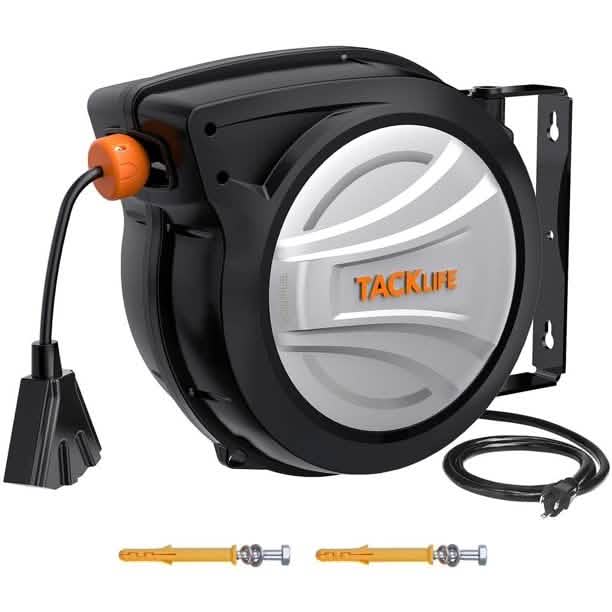 Tacklife Retractable Extension Cord, 65FT+4.5 Extension Cord Reel by DailySale